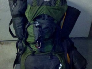 Hiking backpack with sleeping bag